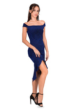 Load image into Gallery viewer, Shiny Midi Dress With Side Ruffles