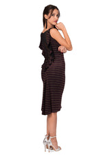 Load image into Gallery viewer, Sparkling Striped Dress With Ruffled Tulle Back