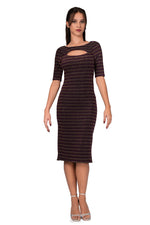 Load image into Gallery viewer, Sparkling Striped Short-Sleeved Fishtail Dress With Front Cutout