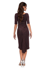 Load image into Gallery viewer, Sparkling Striped Short-Sleeved Fishtail Dress With Front Cutout
