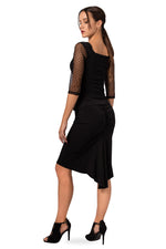 Load image into Gallery viewer, Square Neckline Blouse With Dotted Tulle Sleeves