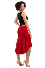 Load image into Gallery viewer, Red Tango Skirt With Long Satin Fishtail.