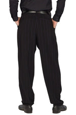 Load image into Gallery viewer, Tapered Black Striped Tango Pants With Two Inverted Pleats 
