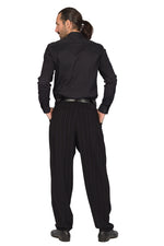 Load image into Gallery viewer, Tapered Black Striped Tango Pants With Two Inverted Pleats 
