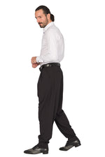 Load image into Gallery viewer, Tapered Black Thin Striped Tango Pants With Two Inverted Pleats 