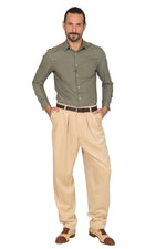 Load image into Gallery viewer, Tapered Cream Beige Corduroy Tango Pants With Two Big Pleats