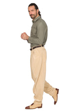 Load image into Gallery viewer, Tapered Cream Beige Corduroy Tango Pants With Two Big Pleats