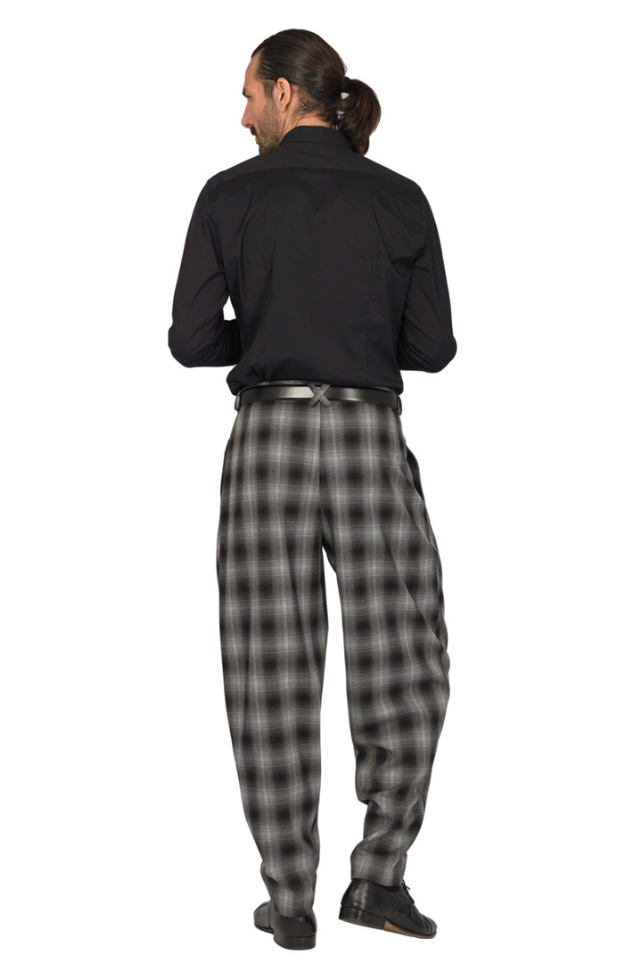 Tapered Plaid Tango Pants With Two Inverted Pleats