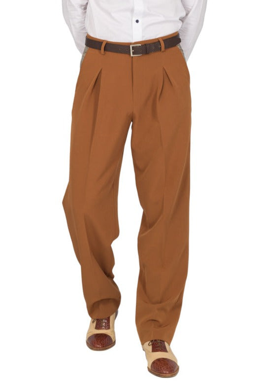 Tobacco Men's Tango Pants With Front And Back Pleat