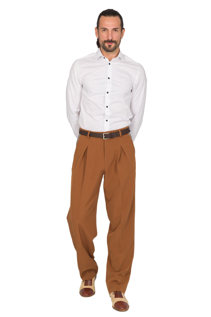 Tobacco Men's Tango Pants With Front And Back Pleat