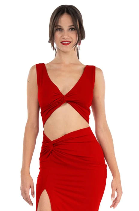 Twisted Knot V-neck Crop Top