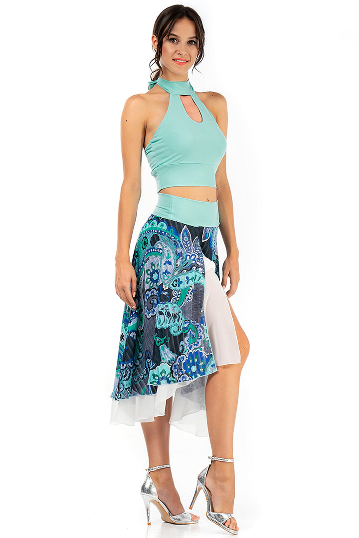 Veraman Georgette Two-layered Dance Skirt With Abstract Print