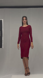Load and play video in Gallery viewer, Red Sparkling Keyhole Back Long-Sleeved Fishtail Dress
