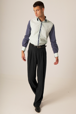 Load image into Gallery viewer, Blue Viscose Tango Pants With Four Pleats
