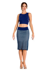 Load image into Gallery viewer, Dark Blue Lace Fishtail Tango Skirt