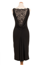 Load image into Gallery viewer, Elegant Tango Dress with Draped Lace Back - Black