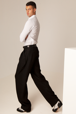 Load image into Gallery viewer, Shiny Black Linen Tango Pants With Four Pleats