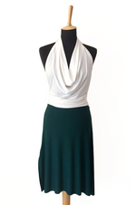 Load image into Gallery viewer, Tango dance skirt with rich back draping -forest green

