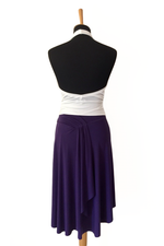 Load image into Gallery viewer, Purple tango dance skirt with rich back draping.