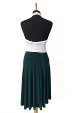 Load image into Gallery viewer, Tango dance skirt with rich back draping -forest green
