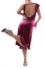 Load image into Gallery viewer, Argentine tango dress in fuchsia velvet