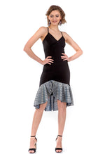 Load image into Gallery viewer, Black Tango Dress with Rich Lamé Ruffles