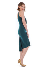 Load image into Gallery viewer, Fishtail Tango Dress With Front Knot - forest green