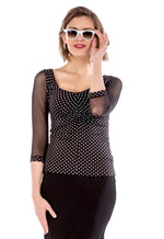 Load image into Gallery viewer, Polka Dot Top with Tulle Sleeves