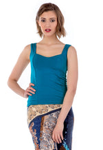 Load image into Gallery viewer, Petrol Blue Sleeveless Sweetheart Neckline Top