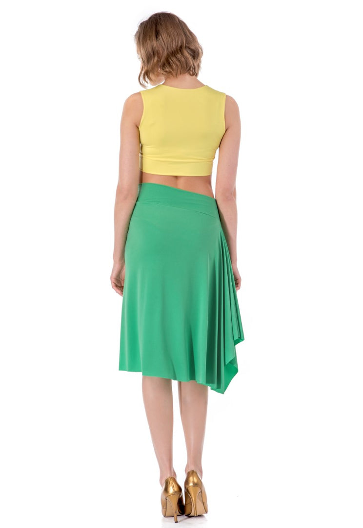 Skirt With Side Draping - bright green