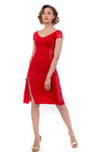 Load image into Gallery viewer, Red Elegant Tango Dress With Lace Back &amp; Sides