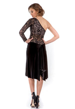 Load image into Gallery viewer, One-shoulder Velvet and Lace Tango Dress